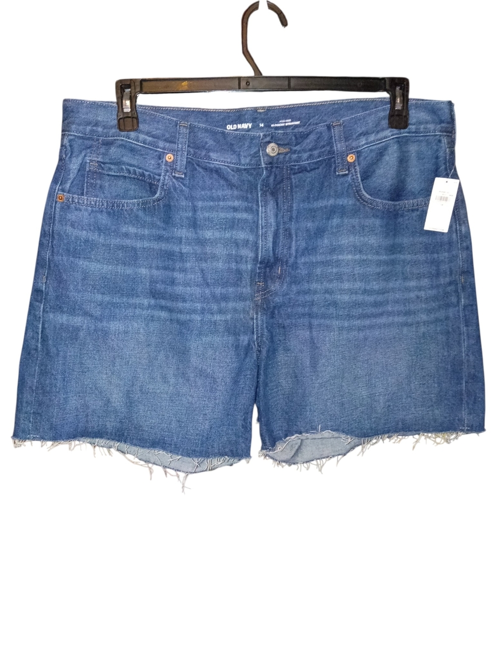 Old Navy NWT Raw Hem Women's Denim Shorts - High Rise Slouchy Straight- Size 14